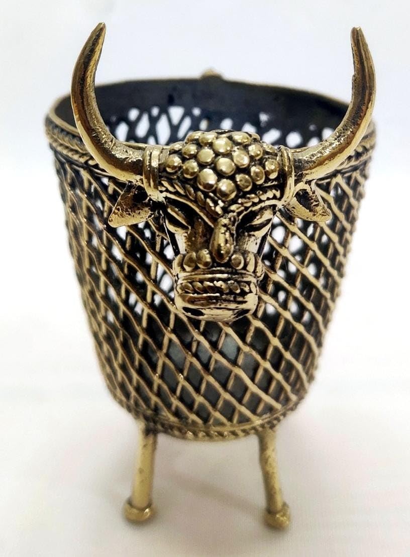 Brass Bull Shape with Stand Handmade dhokra Tea Light Holder/Pen Stand/Home décor/Gift Item